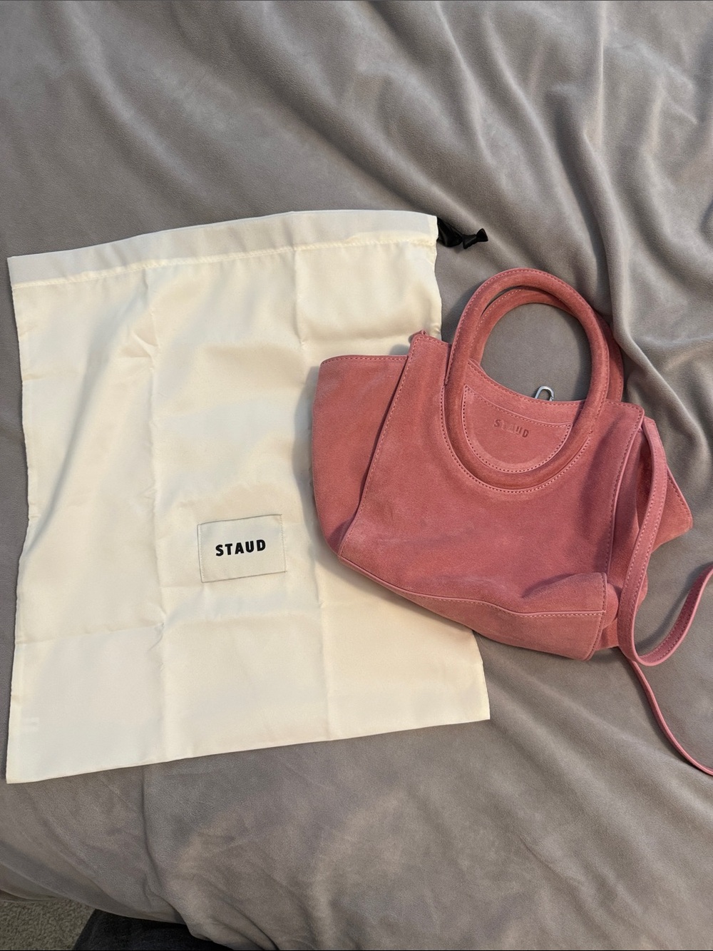 STAUD Pink Suede Mini Maude